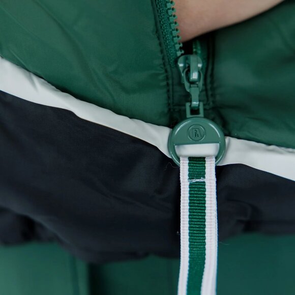 NWT New Fore All Womens Jackie Moon Vest Medium M Chevron Green Zip Button Puffy - Picture 3 of 7